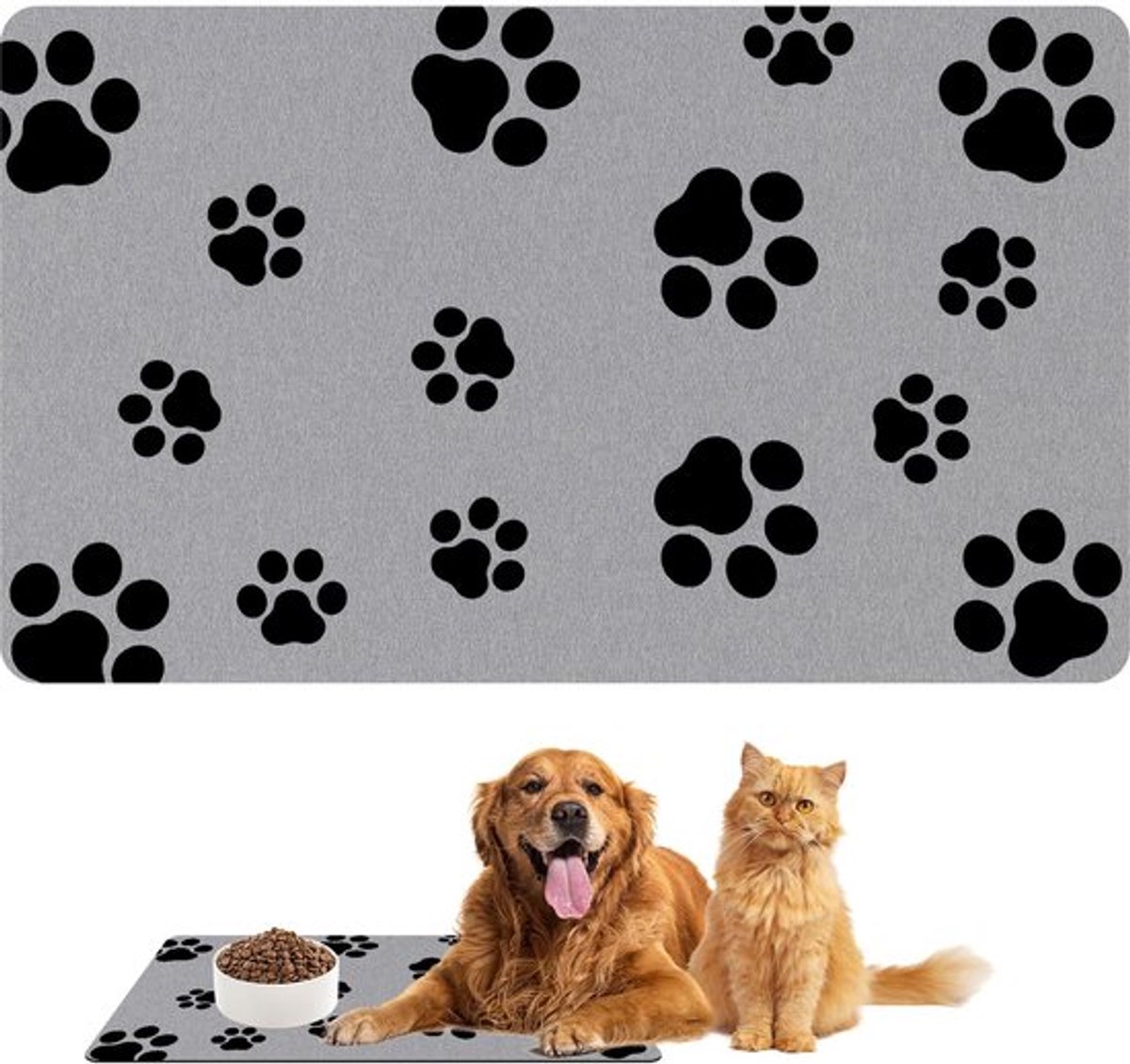 Hondenvoermat Super Absorberend - Voerbakmat Hond/Kat - Antislip - Makkelijk Schoon te Maken - 30x50 cm - Diatomeeënmodder