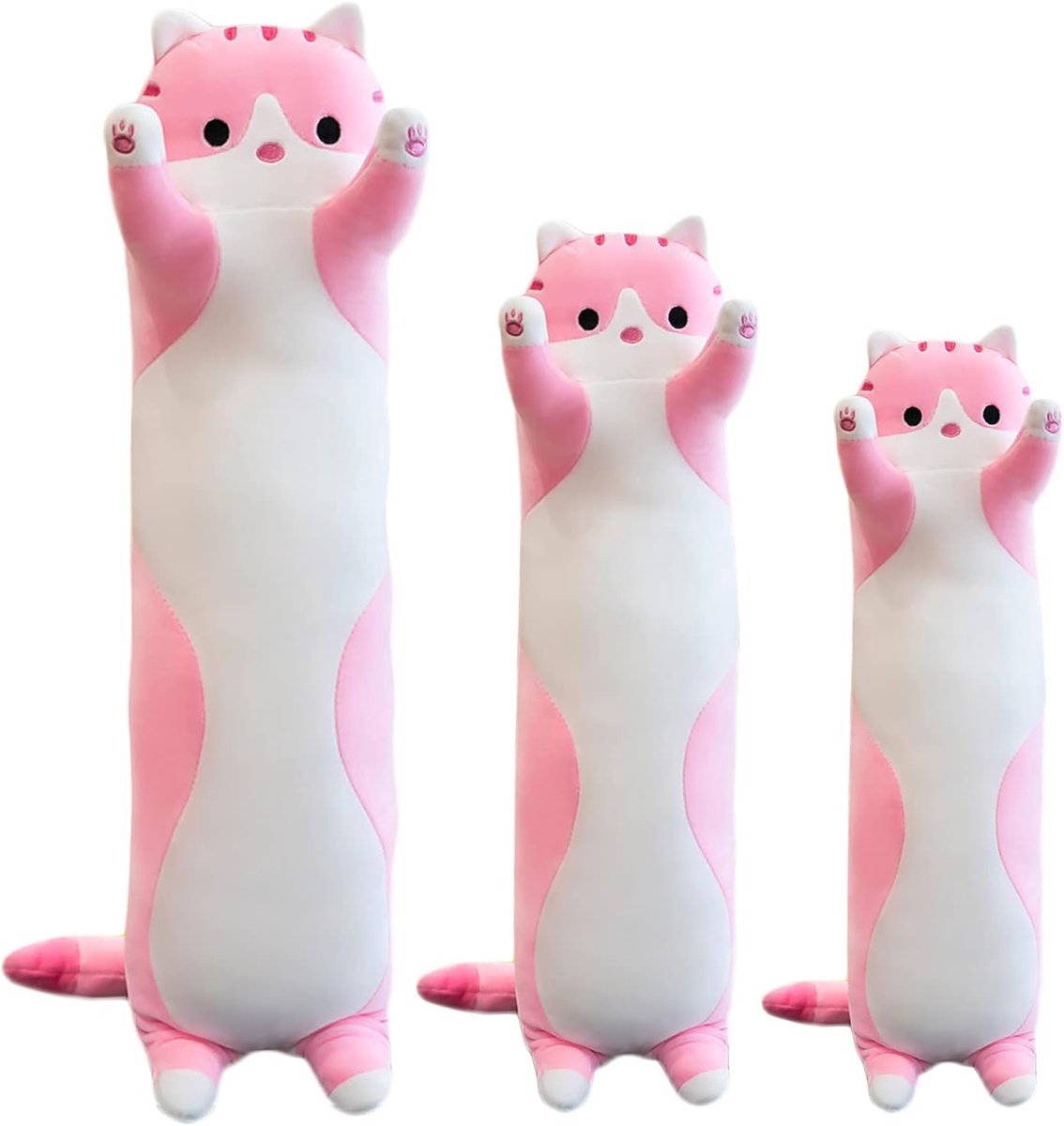 Lange Pluche Kussen Kat - Extra Zachte Knuffelkat - 4 Kleuren & 6 Maten (50-150cm) - ShopVlot