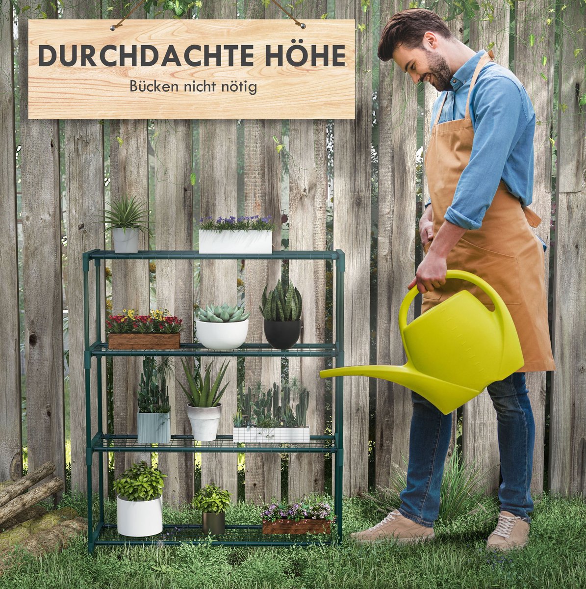 Plantenrek Vier Lagen Stalen Open Kast 89 X 28 X 107 Cm Donkergroen Voor Binnen En Buiten Bloemen En Decoratie