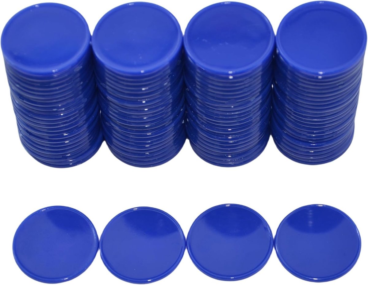 Opaque Plastic Poker Chips in Blauw met Opbergdoos - Mini Spel Tokens voor Poker en Bordspellen (25mm)