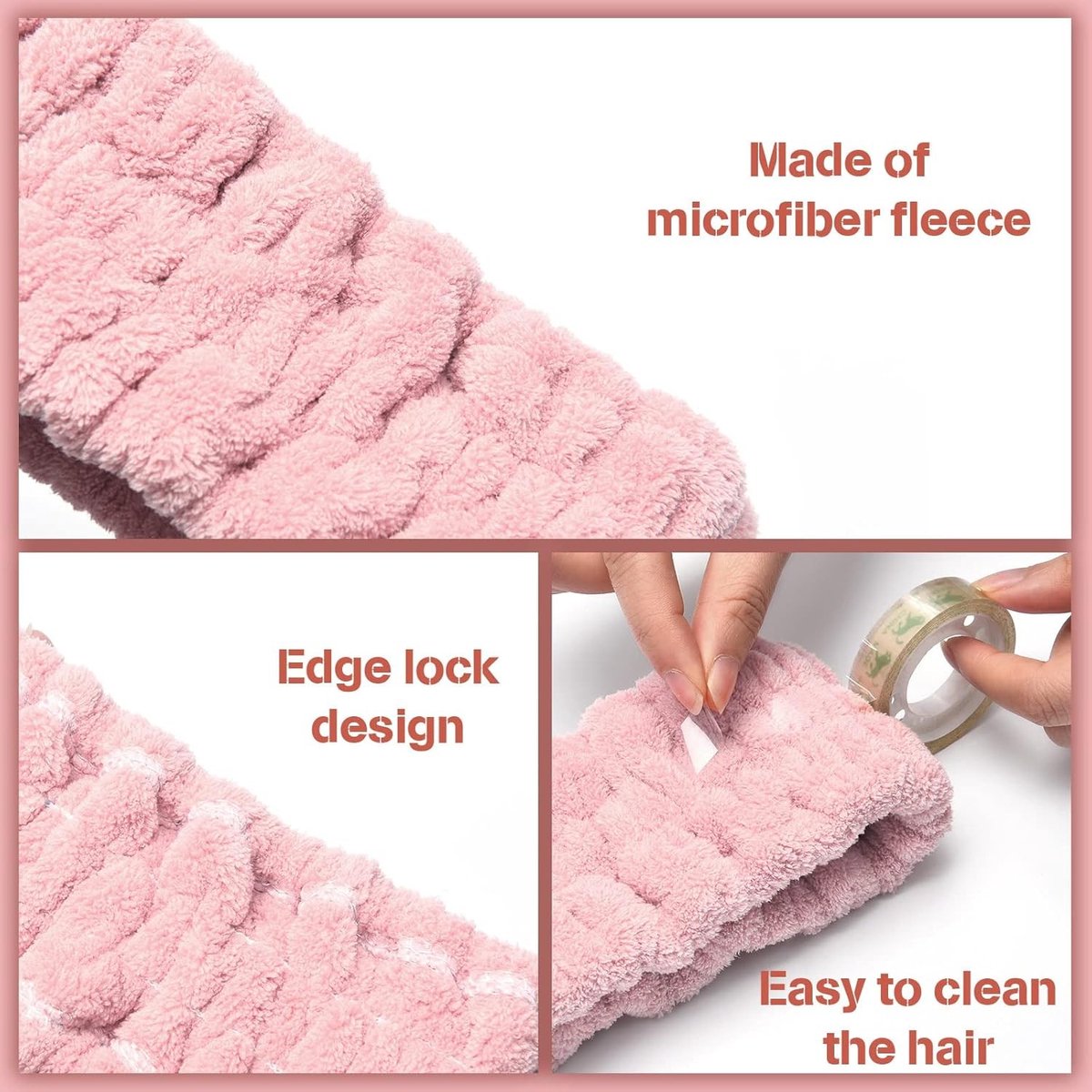 Set van 3 Zachte Spa Hoofdbanden voor Vrouwen - Ideaal voor Gezichtsmaskers, Make-up en Douche (Roze, Groen, Bruin)