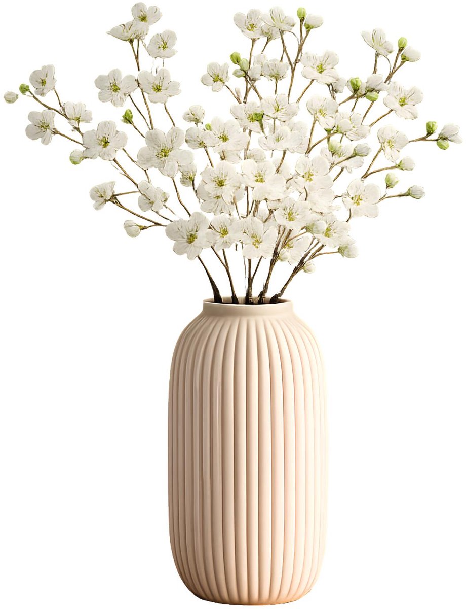 Bellatio Design Kunstbloemen appelbloesem Kyoto - 6x - 56 cm - wit - Kunst zijdebloemen - kleine witte bloemetjes