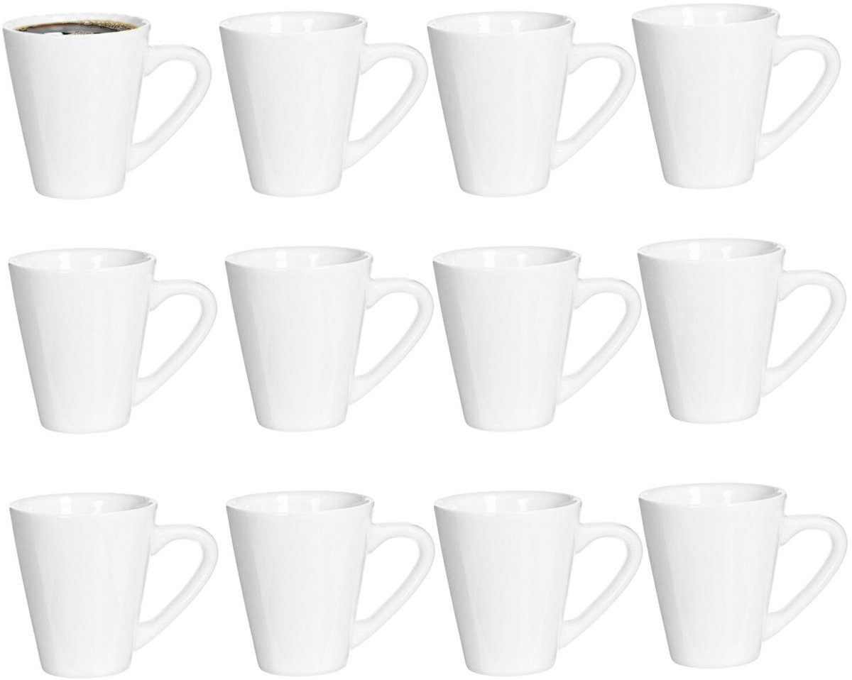 Alessandro Koffie / thee mok Verona - 12x stuks - ivoor wit - 300 ml - mokken - keramiek