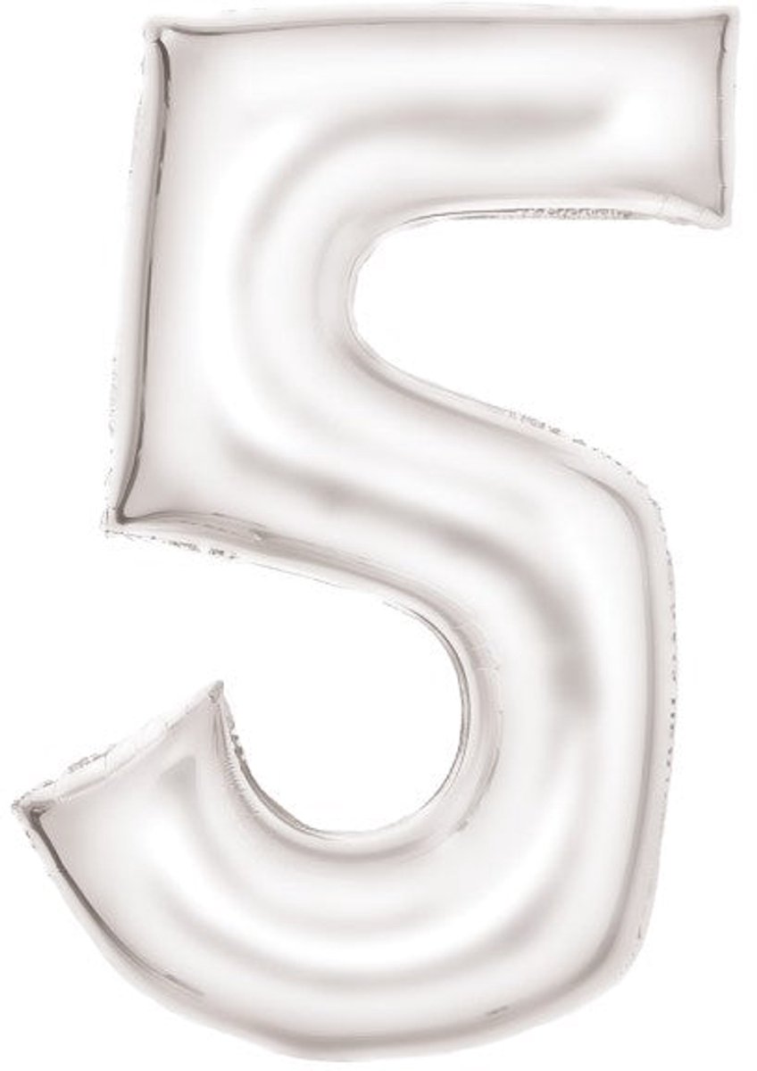 Folieballon 86cm cijfer 5 Silk White