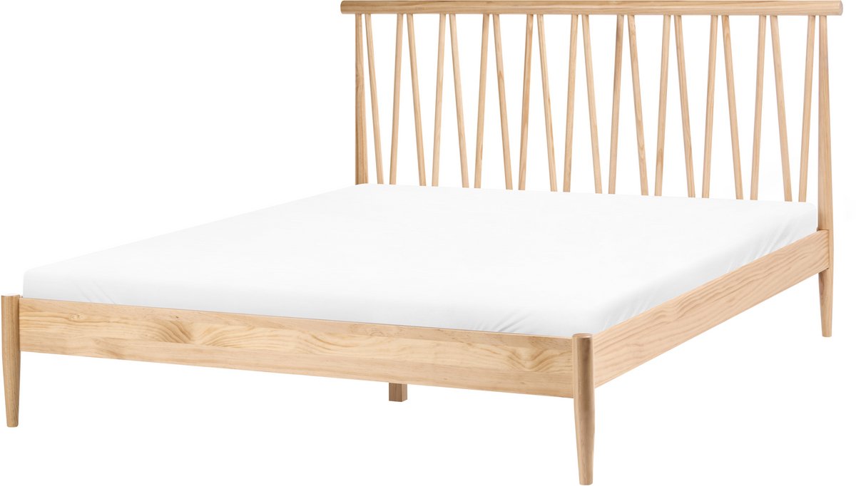 URDOS - Tweepersoonsbed - Lichtbruin - 160 x 200 cm - Grenenhout