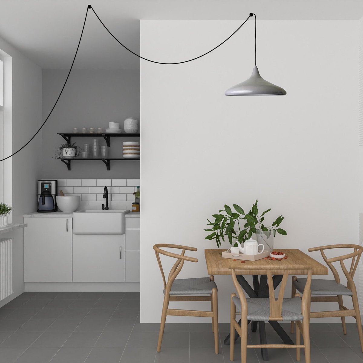 Bamyum hanglamp, industriële Modern stijl, Ø35 cm, beige metalen lamp