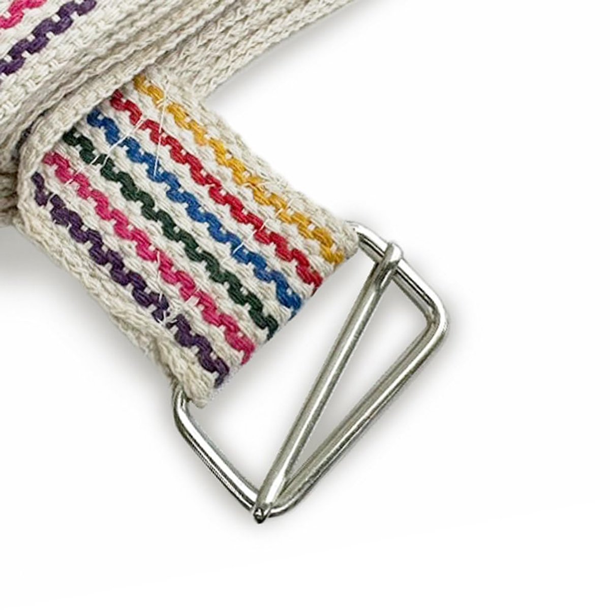 SnelShoppen - Stripey Yoga Riem met Bar Gesp, Verstelbare Sportriem voor Yogamat, Fitness, Pilates, Kleurig en Duurzaam, Perfect voor Thuis en Buiten