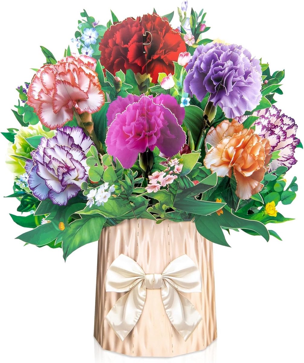 Papieren bloem boeket 33 cm - pop-up met blanco notitie en envelop - ideaal cadeau voor Moederdag - ShopVlot