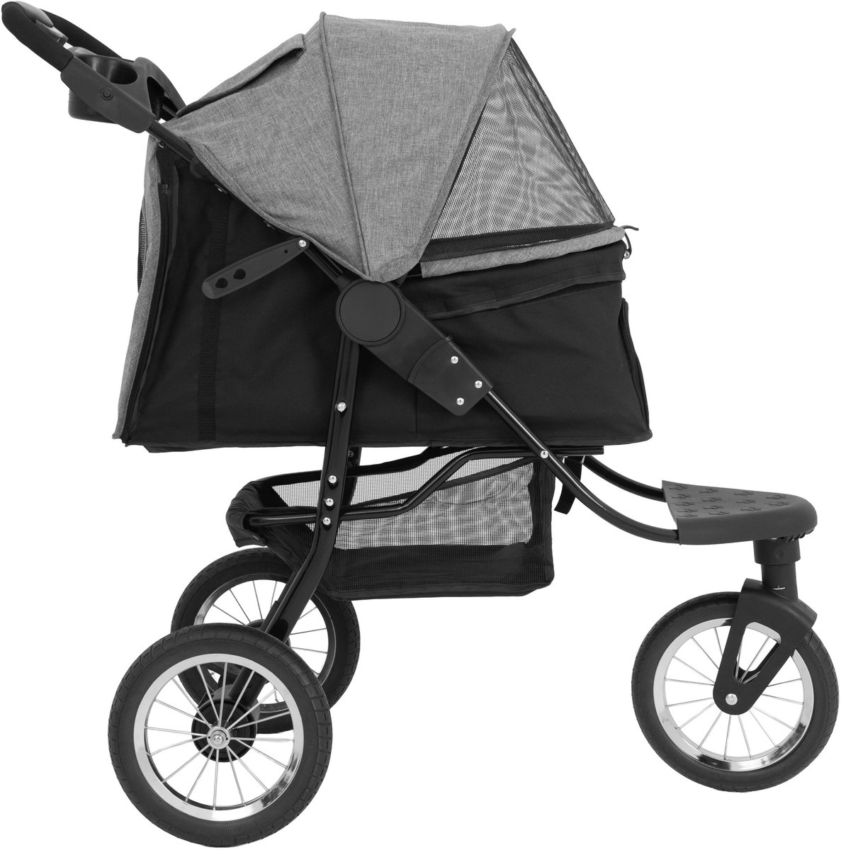 Hondenbuggy - grijs - 3-wiel ontwerp - incl. regenhoes – foto 4