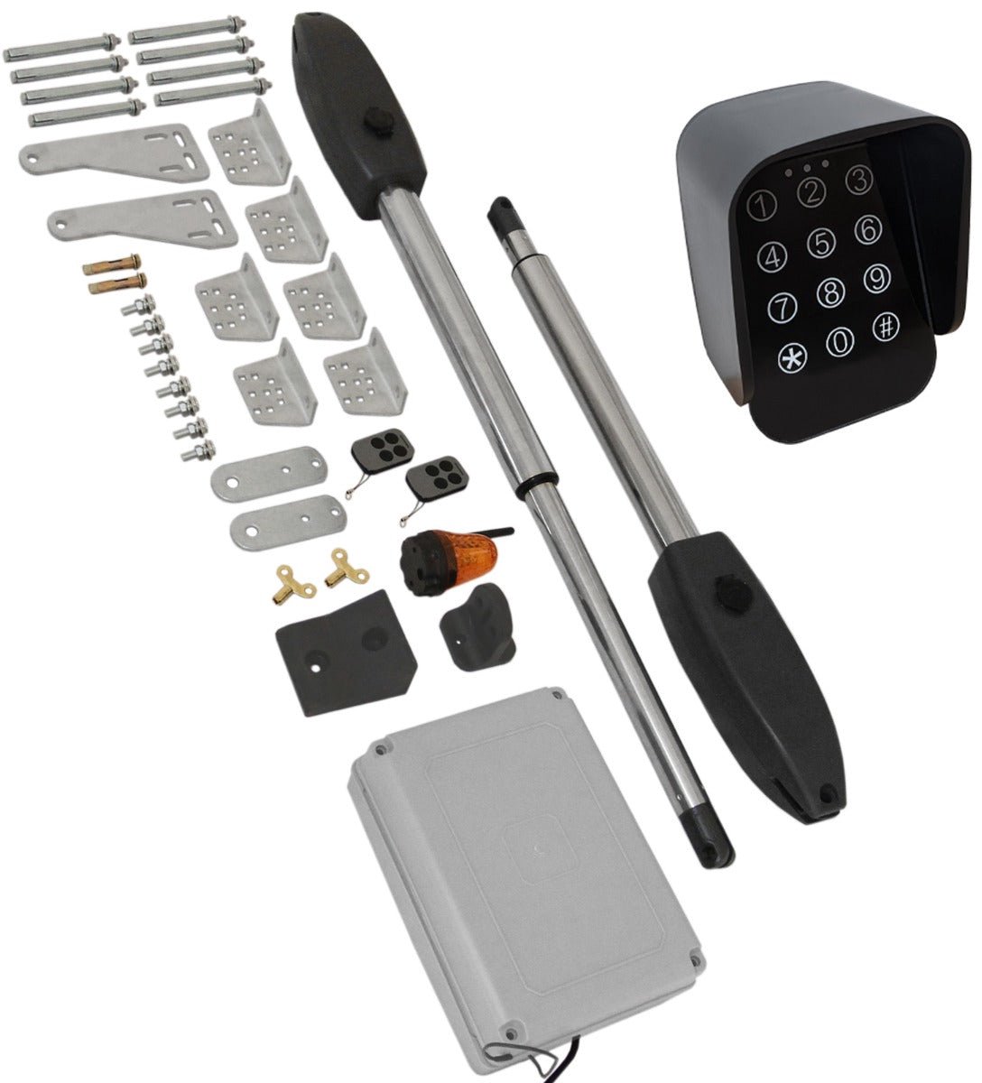 Vleugelpoortopener set - ip55 beschermd - 50m bereik - incl. keypad