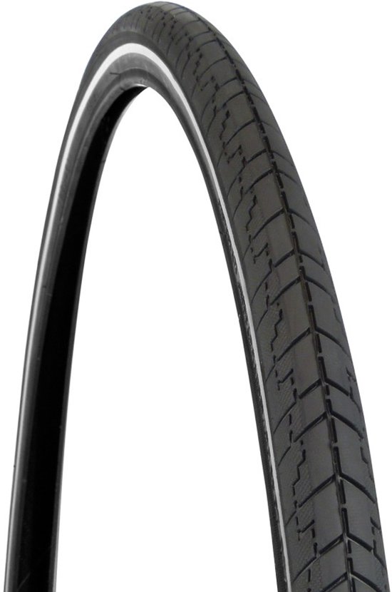 Zwarte fietsband met een zilveren reflecterende streep.