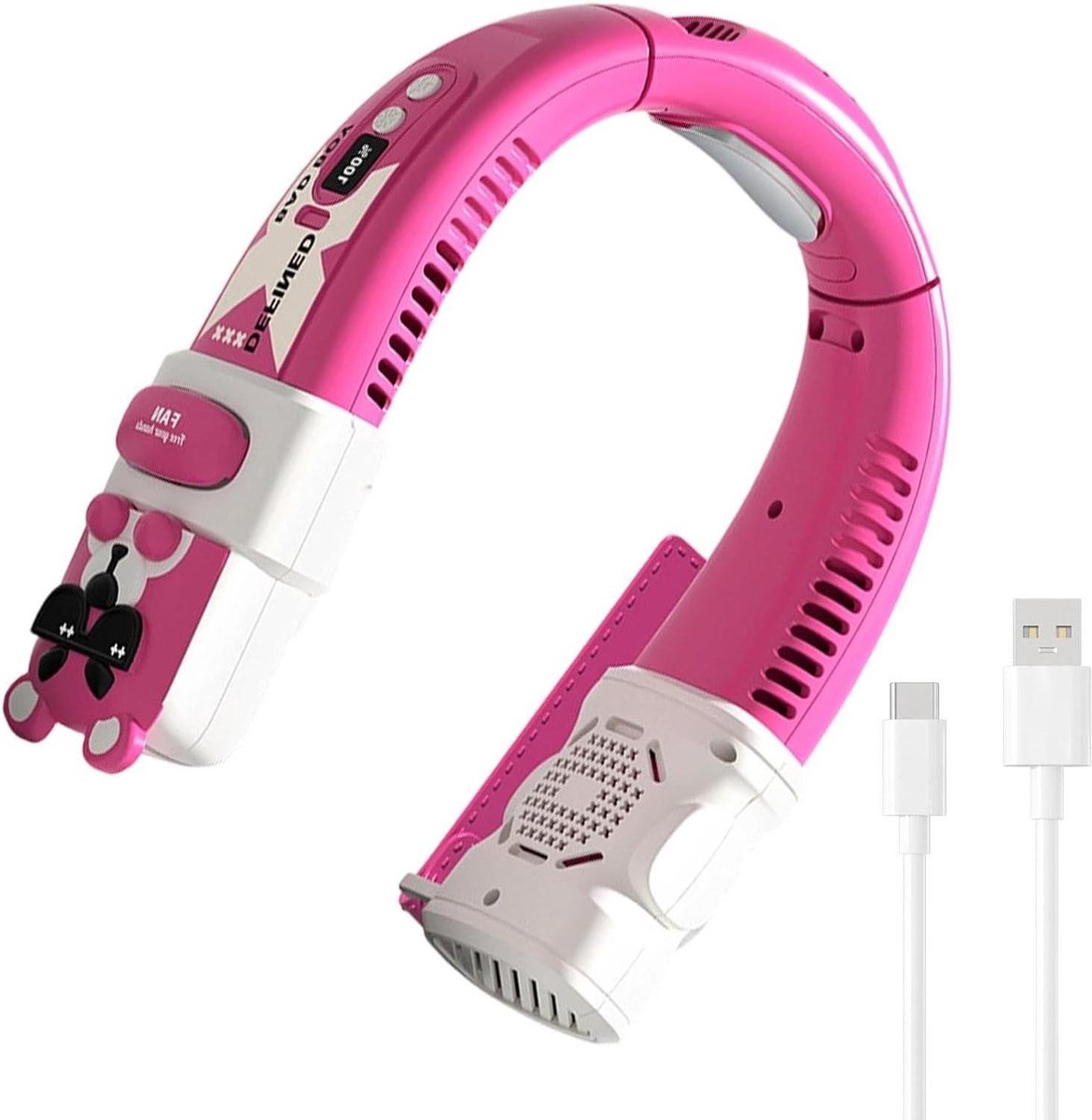 Nek Ventilator - Draagbare Koeler - Persoonlijke Verkoeling - Bladloos Stil Ontwerp - 231 x 76 x 231 cm - Roze