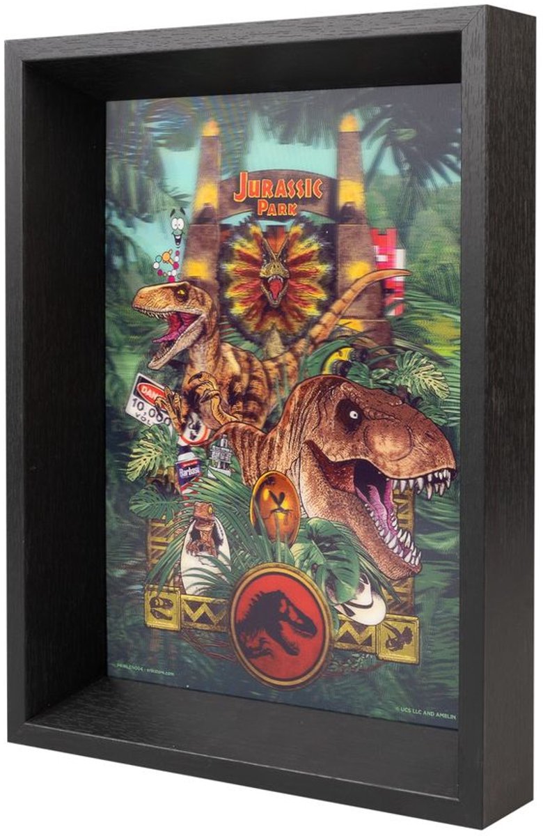 Grupo Erik Jurassic Park - Framed Lenticular Print Afbeelding met lijst - Multicolours