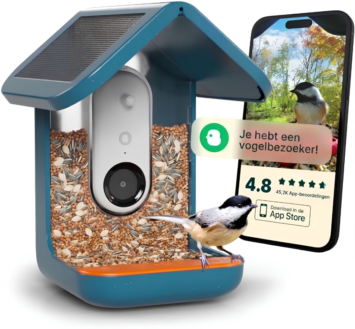 NIVA® Vogelhuisje met Camera - Vogelhuisje - Vogelvoederhuisje - Blauwgroen - 21 cm x 21cm x 26cm