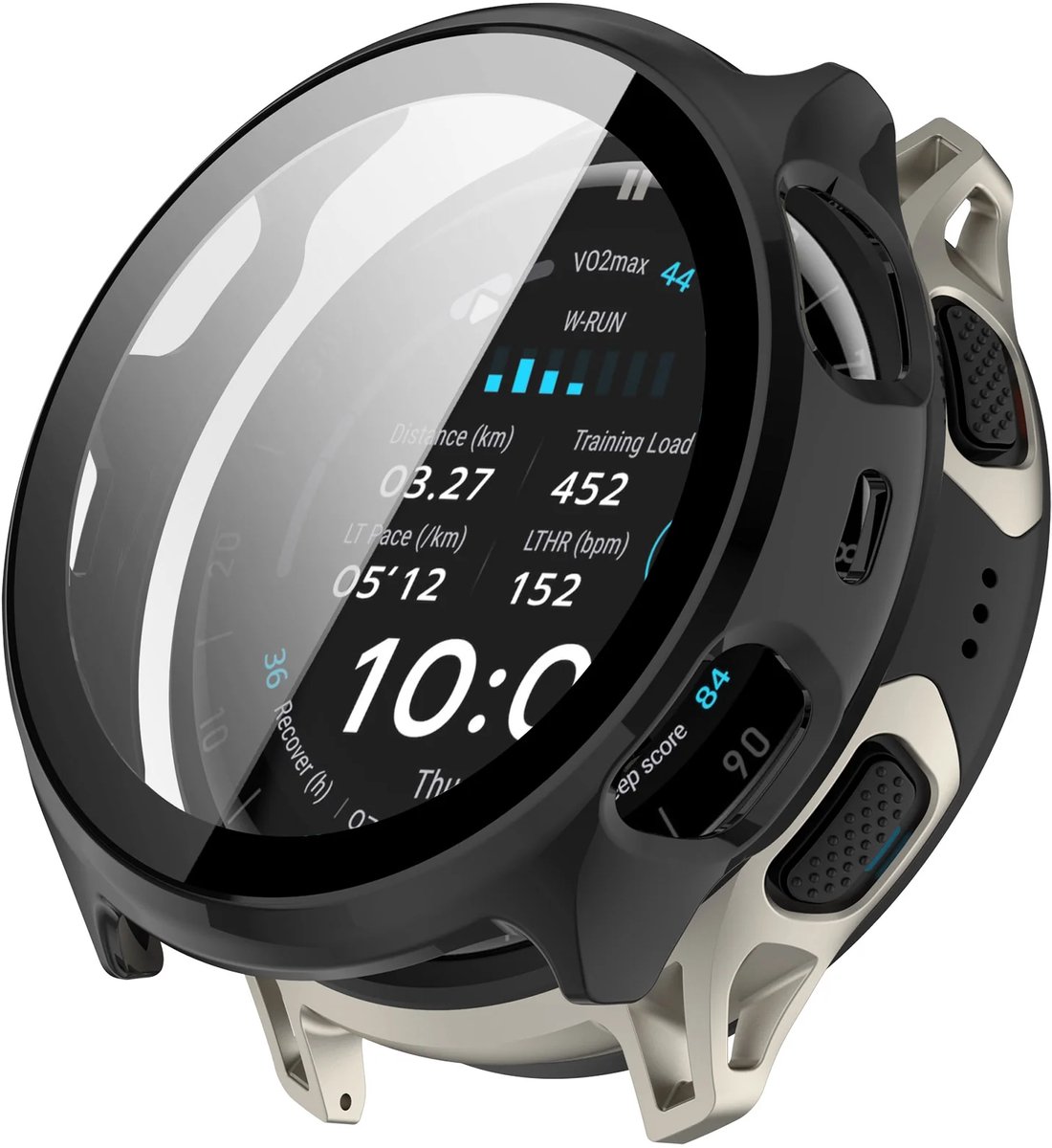 Strap-it hard case hoesje met glasplaat geschikt voor Amazfit Cheetah 2 Pro (black) – stevige beschermcase met geïntegreerde screen protector – optimale kras- en stootbescherming voor je smartwatch