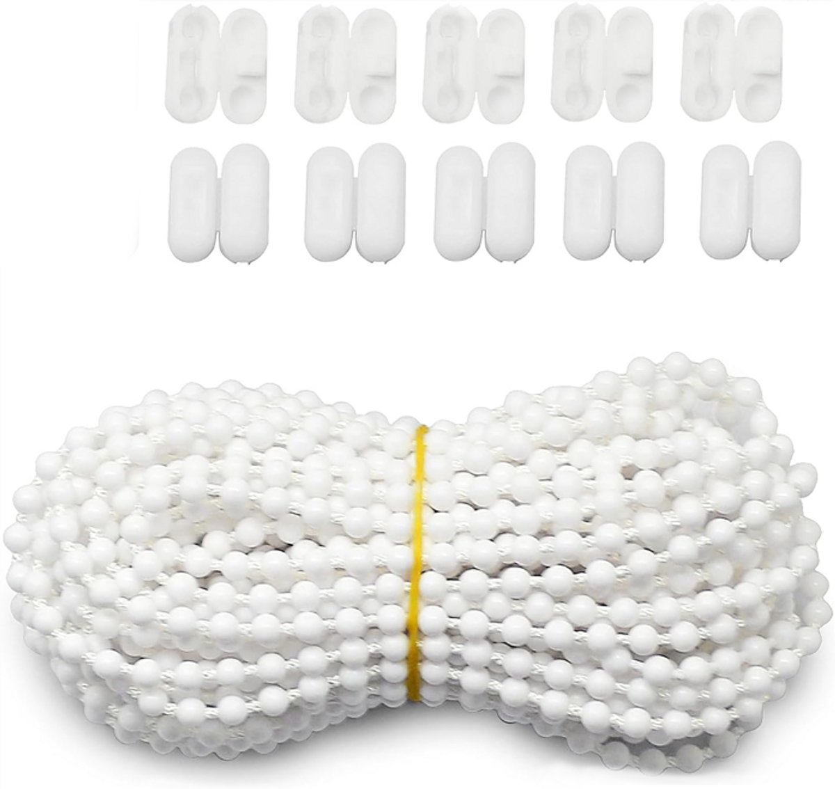 1-Pack Vervangingsaccessoires voor rolgordijnen - 5m wit rolgordijnkoord met kralenketting