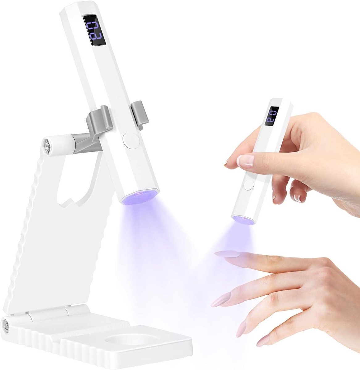 Mini UV Lamp - Nagel Lamp - Gellak Uitharden - Draagbaar Met Stand - Compact Formaat - Wit