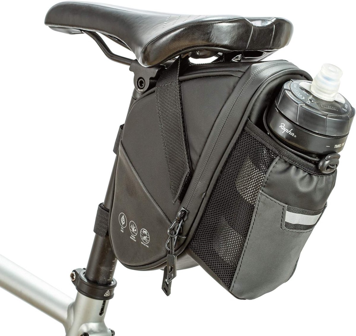 Zadeltas voor fiets, 1,5 l, waterdicht, reflecterend, met flessenhouder, voor fietsen, mountainbikes, wedstrijden, outdooractiviteiten