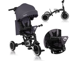 Lionelo Tris Plus – Tricycle 2-en-1 – Jusqu’à 5 ans – 25 kg – Siège pivotant 360° – Dossier réglable – Roues PU – Poignée pousseur – Roue libre – Capote réfléchissante – Montage par clic – Accessoires inclus