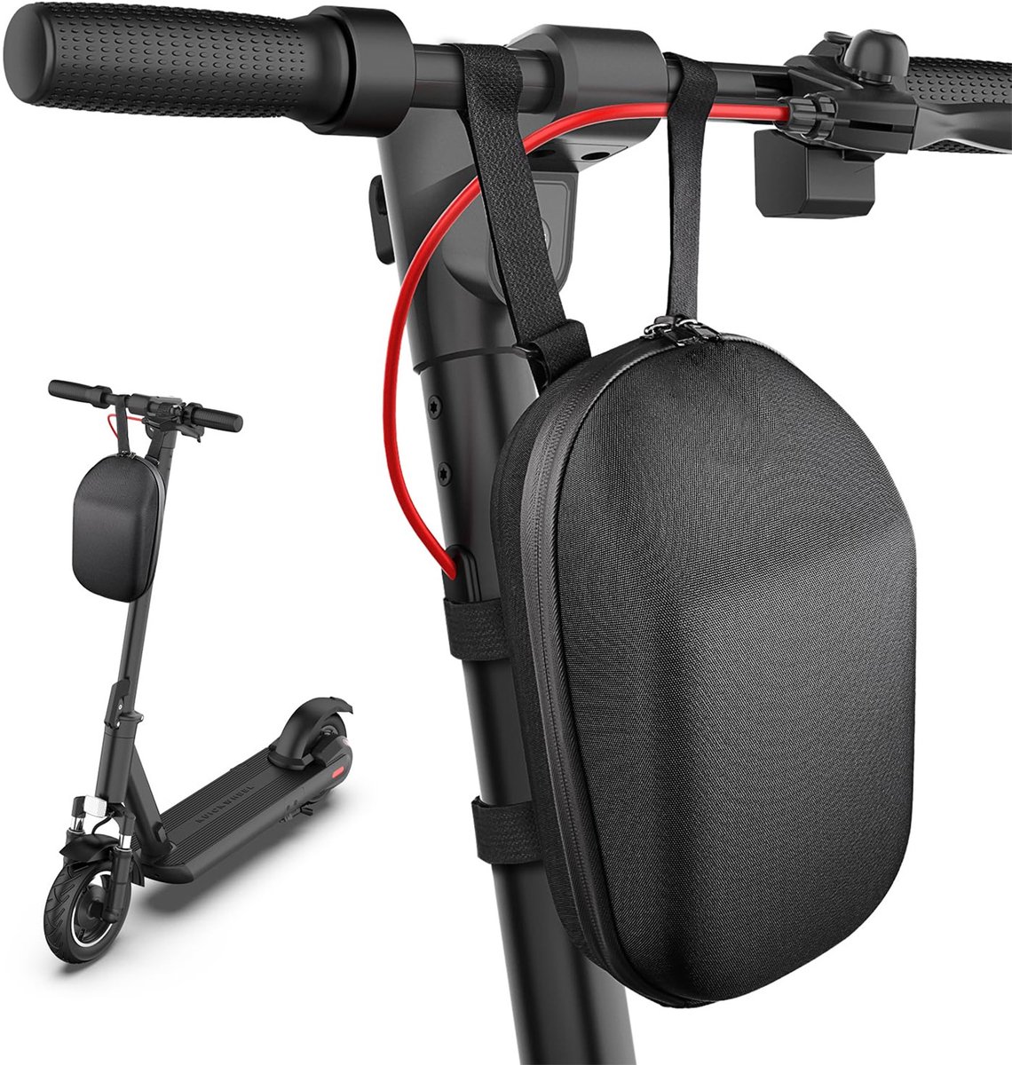 KZQ Waterdichte Stuurtas - Opbergtas met Rits voor scooters, skateboards en fietsen - Grote capaciteit, stevig en duurzaam, gemakkelijk te vergelijken - Zwart - 30 cm x 13 cm