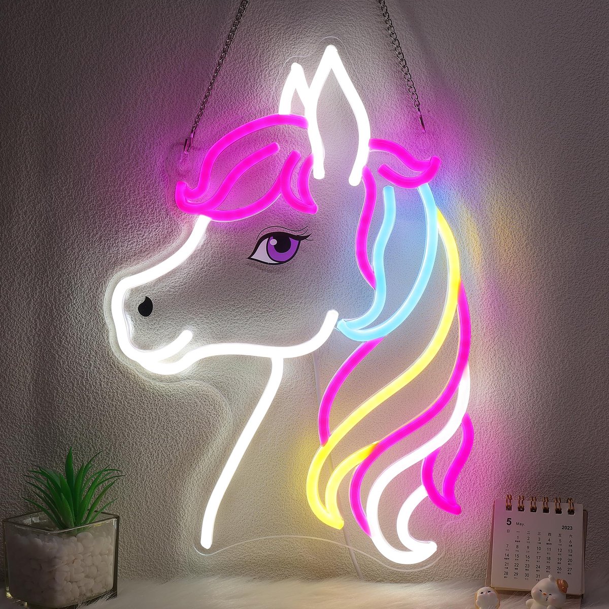 SnelShoppen - OkiyiD Dreamy Paard Neonbord LED-lamp, Esthetisch Wanddecor voor Meisjes Slaapkamer, Woonkamer, Kleedkast, USB-gevoed, Uniek Cadeau voor