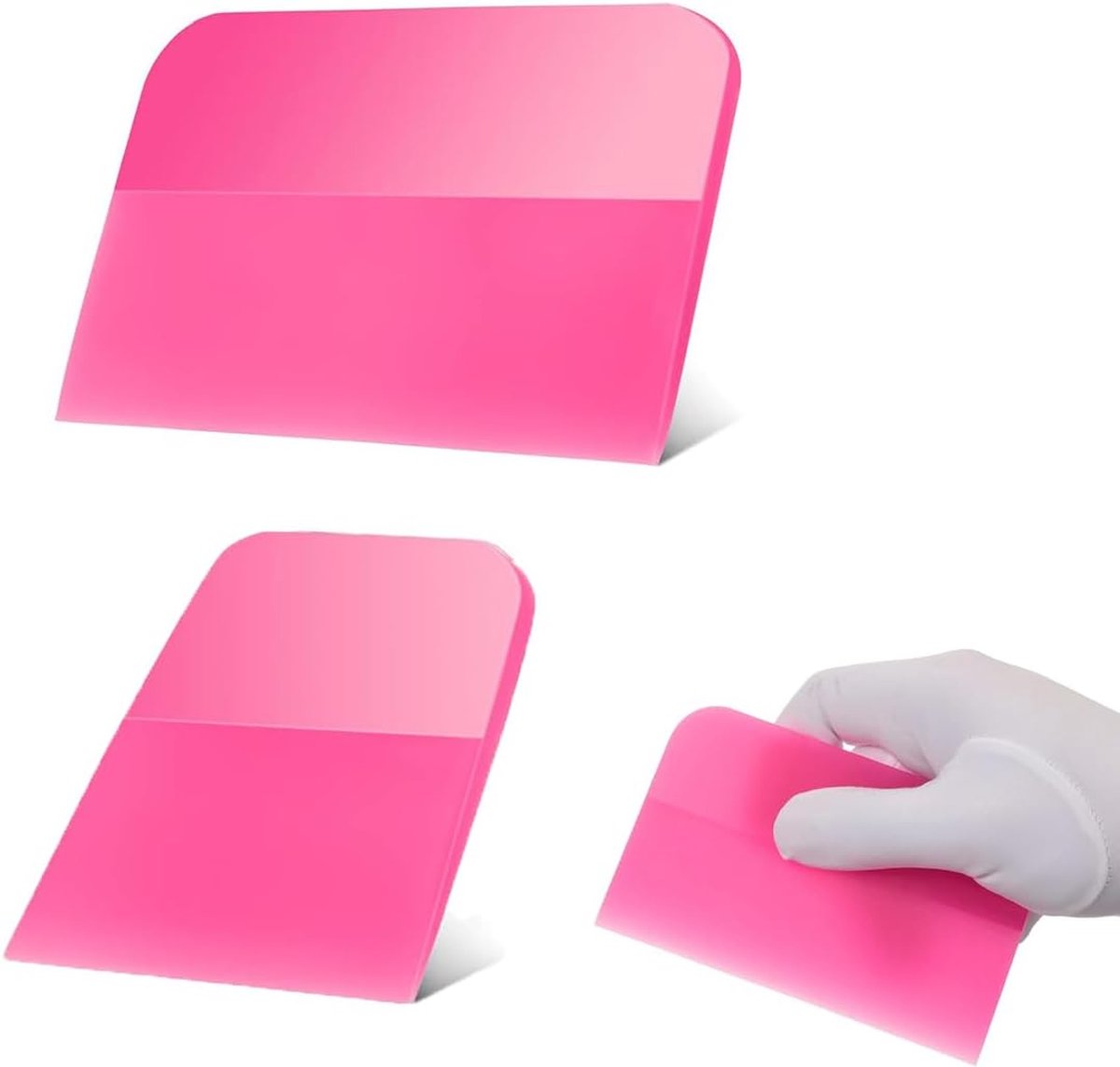 2 stuks rakel voor folie, gereedschap, getint, met schraper, van rubber, krasbestendig, geschikt voor vinylfolie en gereedschap voor auto's (roze)