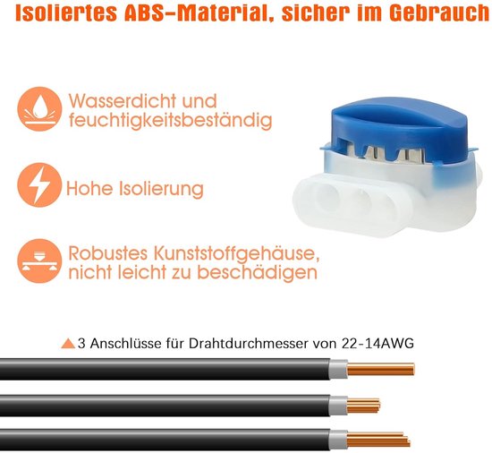 20x Waterdichte Kabelverbinders met Gel, Krimp Aansluitklemmen voor Robotmaaier, Blauw, Koper — afbeelding 3