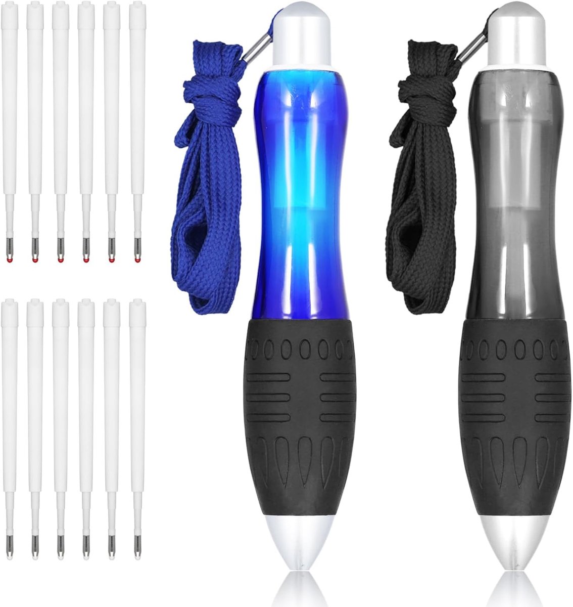 2st Grote Dikke Pennen met 12 Vullingen, Dikke Zware Pennen Grote Pennen met Brede Grip Hulpmiddelen Bij Het Schrijven voor Oudere Handtrillingen Zwakke Hand (Zwart, Blauw)