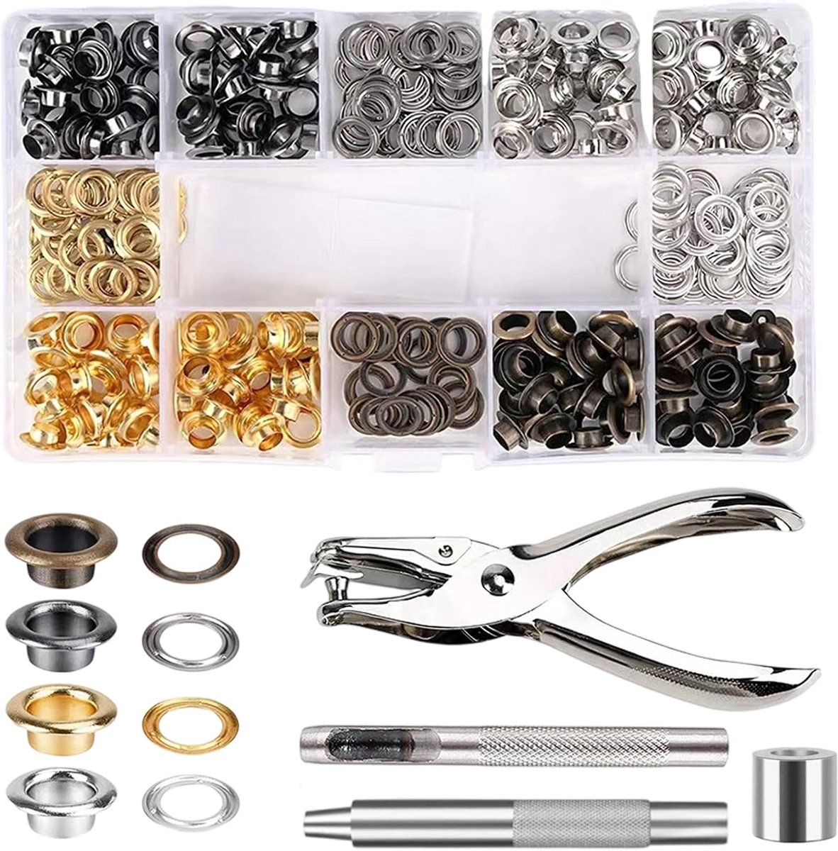 oogtang set vier kleuren 480 (diameter 6 mm) montagegereedschap kit magneetpers met oog van gehard staal
