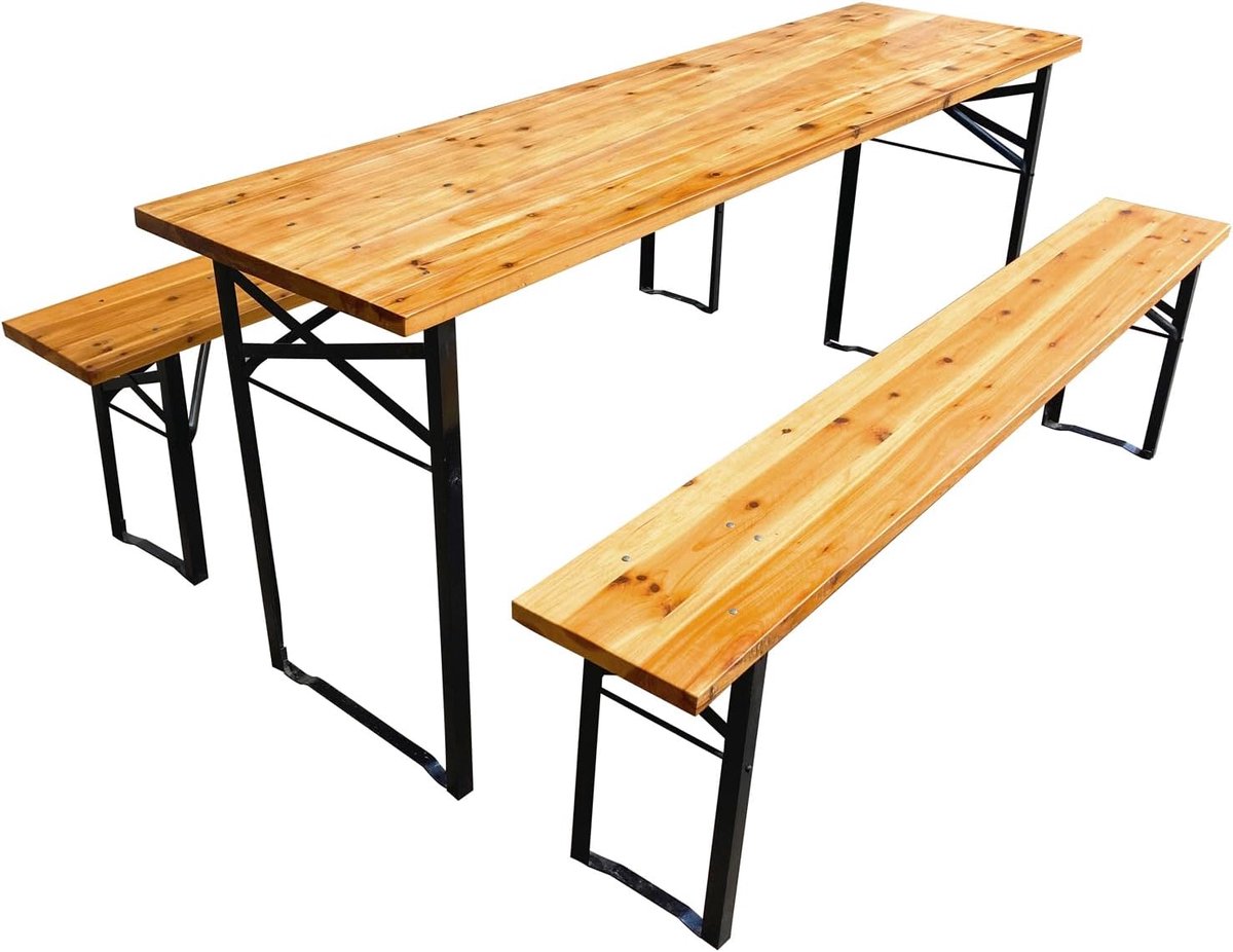 Biertentgarnituur 3-delig. Houten inklapbare bierset feesttentgarnituur natuur 165x50 cm
