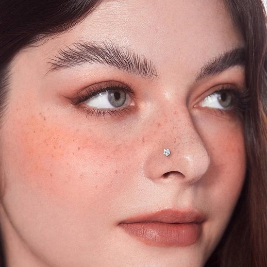 Nostril Neuspiercing, 4 stuks, glitter, roestvrij staal, 20 g, zirkonia, oorringen, neus, dames, heren, zilvergoud, nostril klinknagels — afbeelding 5