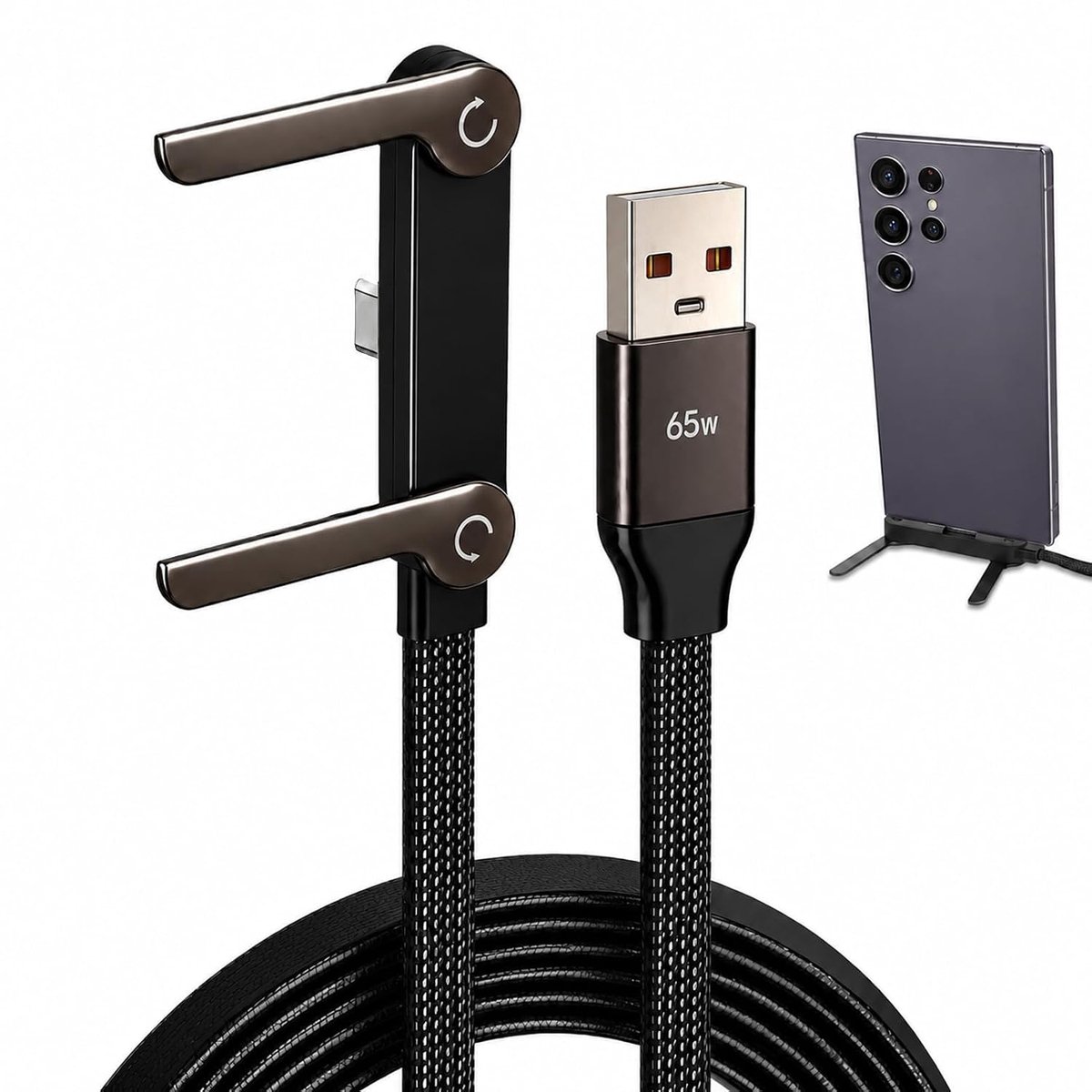 Oplaadkabel 65 W - 2-in-1 USB C - Snellaadkabel 1,5 m - Geschikt voor smartphone - SnelShoppen