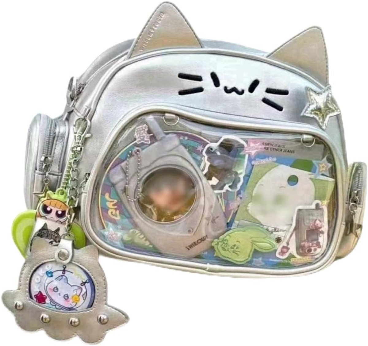 Ita Tas, pin-display rugzak voor school, PU lederen preppy rugzak voor meisjes, Y2K, esthetische enkele schoudertas
