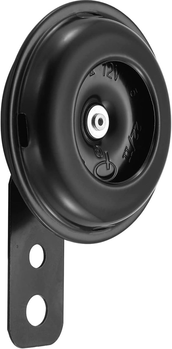 Universele hoorn, claxon, 12 V, signaalhoorn voor motorfiets, auto, vrachtwagen, bromfiets, scooter, ATV, zwart gecoat metaal, 105 dB, waterdicht