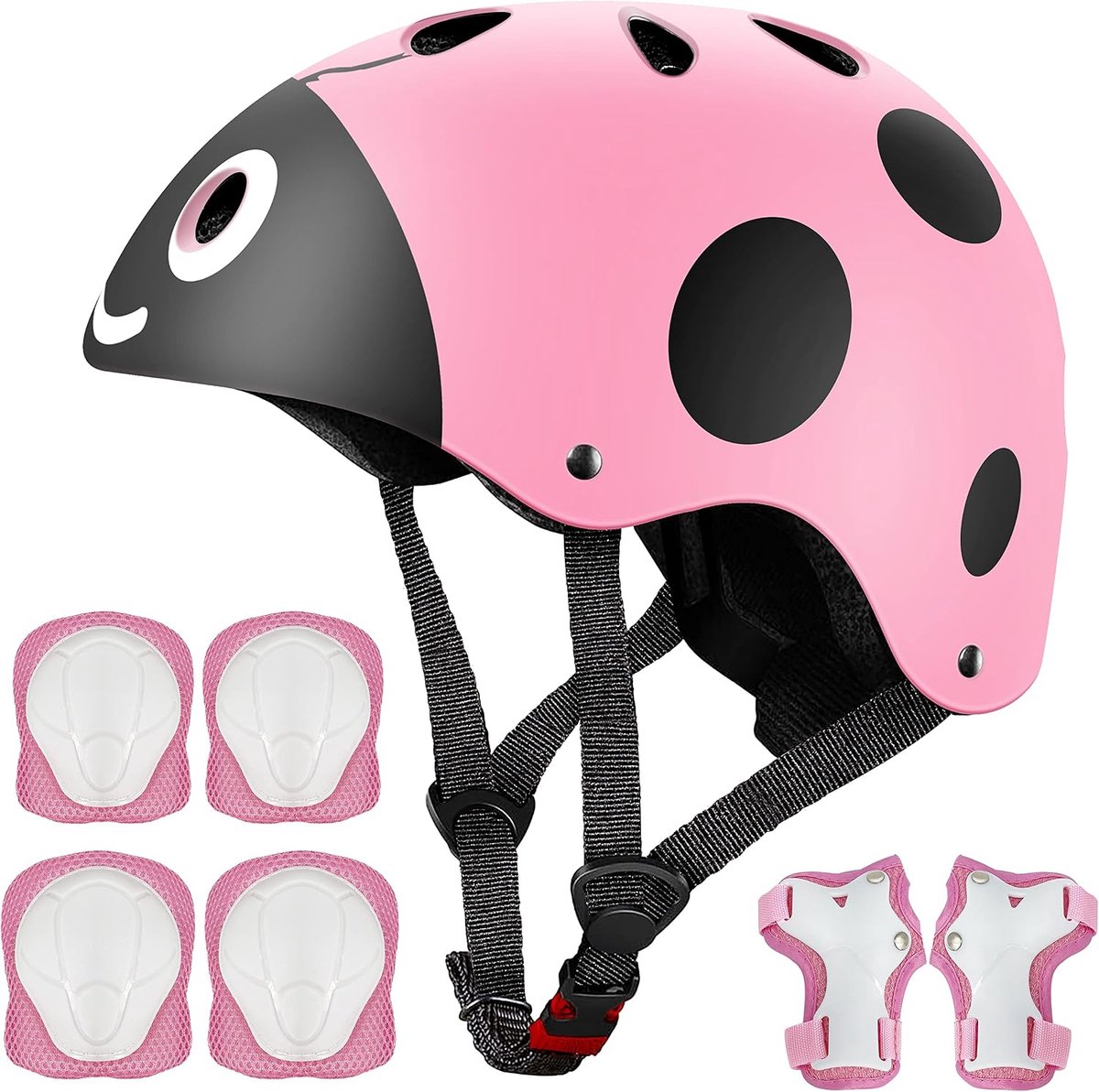 Kinderhelm met elleboog-, knie- en polsbeschermers - 7-in-1 beschermset - voor fiets, scooter en skateboard - ShopVlot