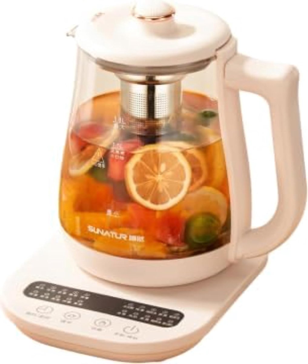 SnelShoppen - Multifunctionele Elektrische Waterkoker 1800 ml, Roestvrijstaal 316, Touch Control, Beige, Voor Thee, Soepen en Infusies