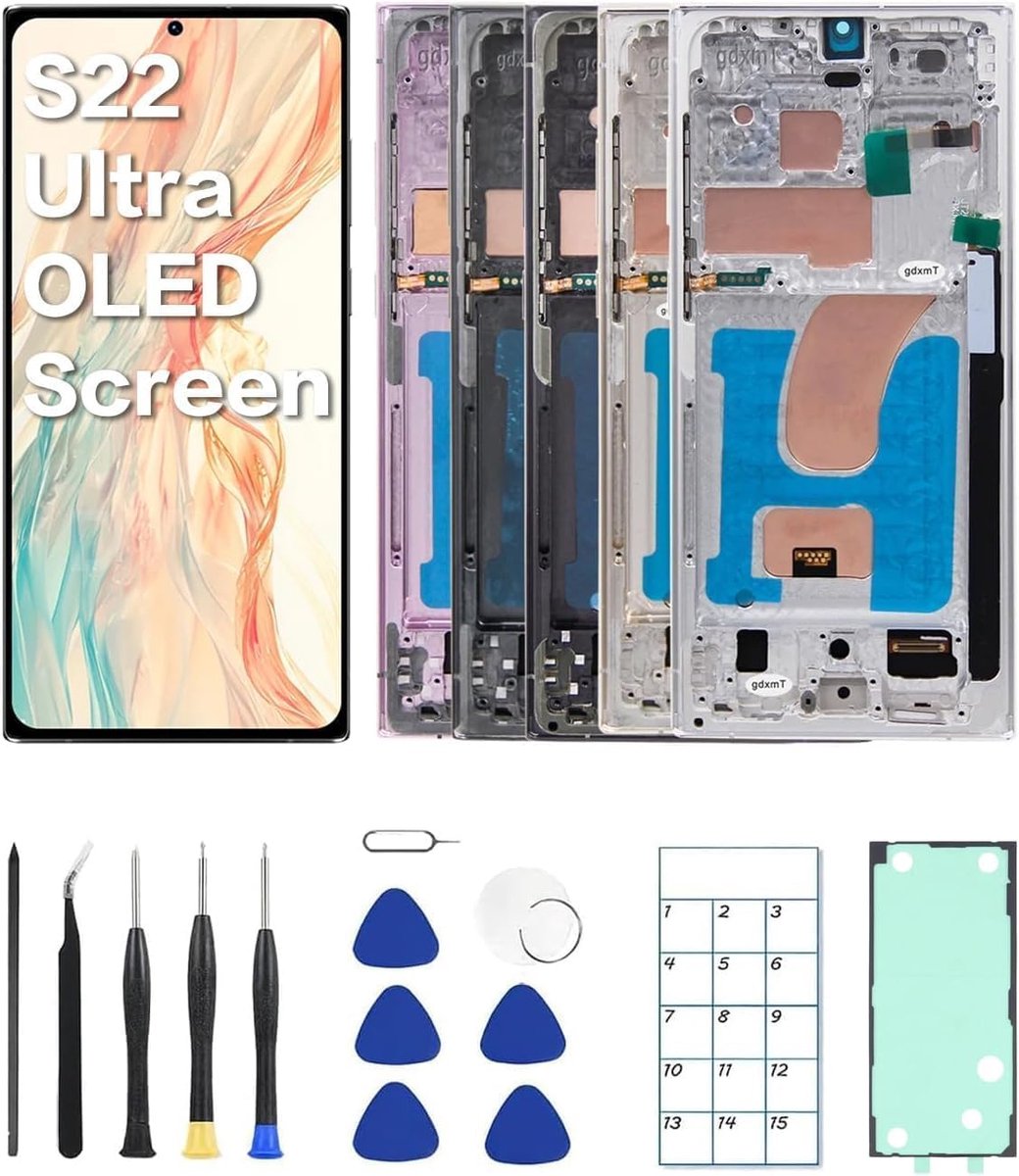 OLED-scherm voor Galaxy S22 Ultra 5G LCD met frame vingerafdruk