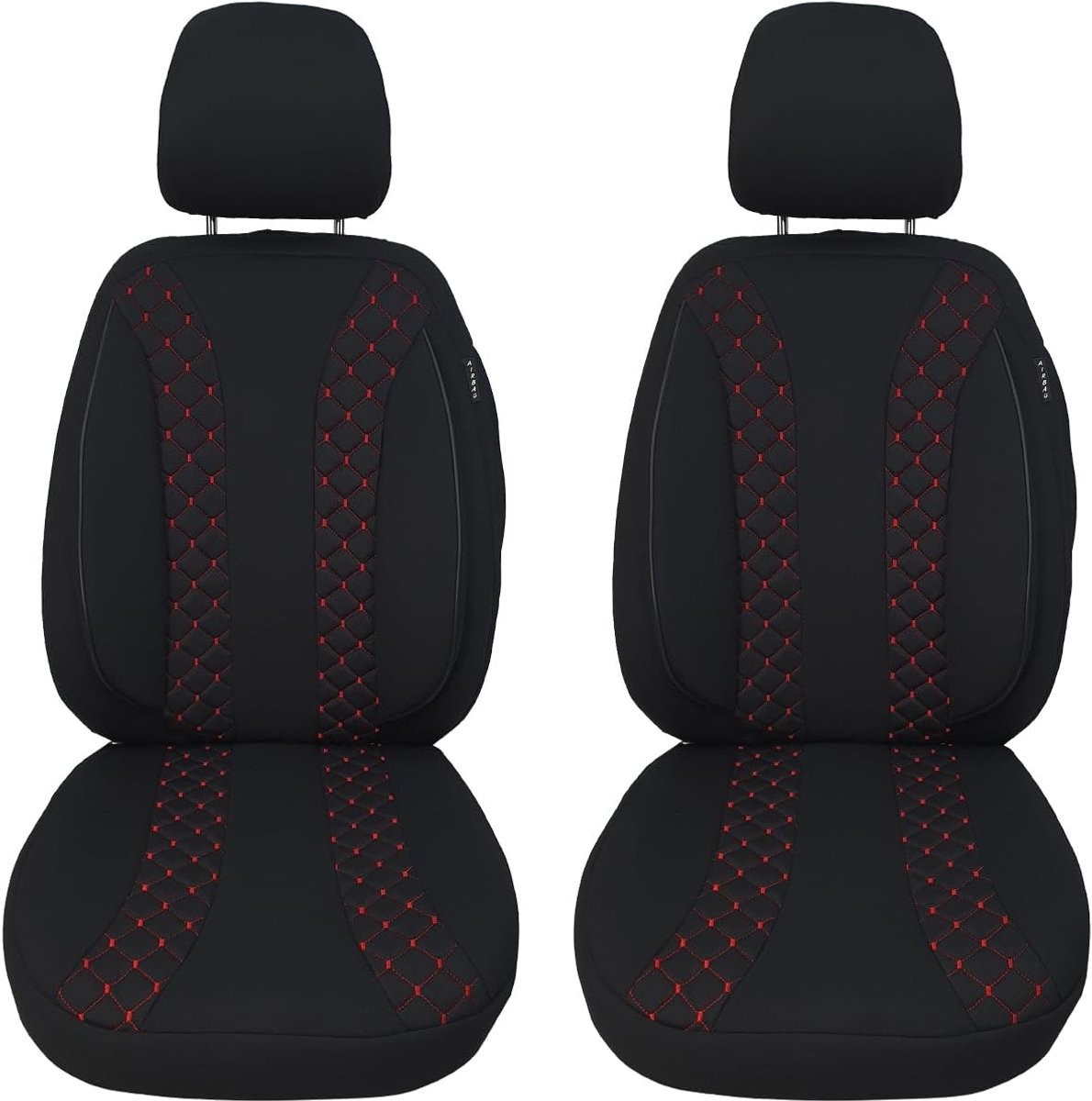SnelShoppen - Auto Stoelhoezen Set Zwart/Rood voor BMW 3 Serie E90 & E91 2005-2013 - Op maat gemaakt, Geschikt voor Hoofdsteunen, Hoogwaardige Materia
