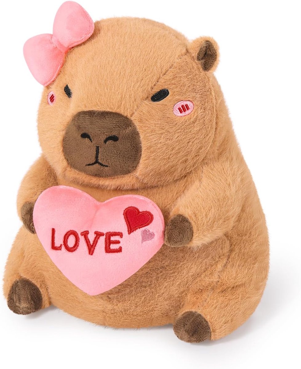 shownicer Knuffeldier, capibara, Kawaii Capybara, pluche kussen, speelgoed, cadeau voor Valentijnsdag, vriendin, meisjes, kinderen, 3 jaar (bruin, 28 cm)