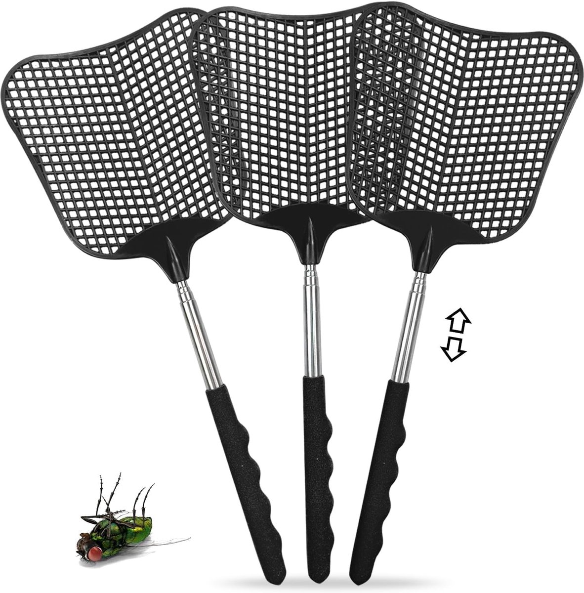 Vliegenmepper 3 stuks - Bananenvorm - Uittrekbaar kunststof - Ideaal voor keuken en tuin - ShopVlot