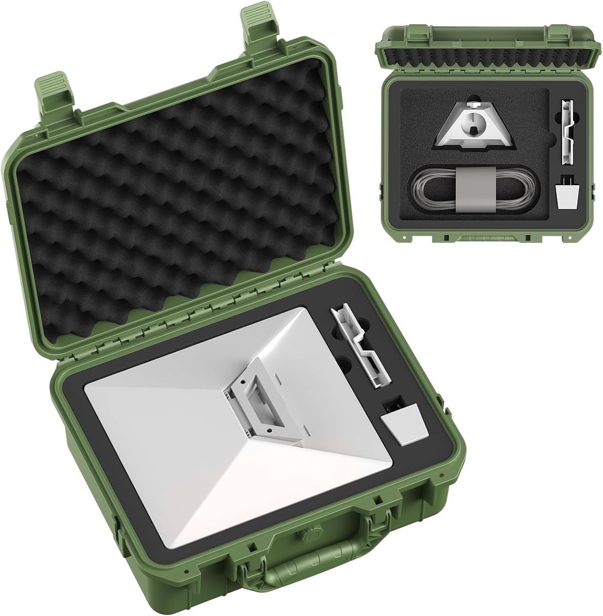 Mini Case - Waterdichte Draagbare Beschermende Harde Case voor Reizen Gemaakt van PP met Voorgesneden Foam voor Starlink Mini Dishy, Groen