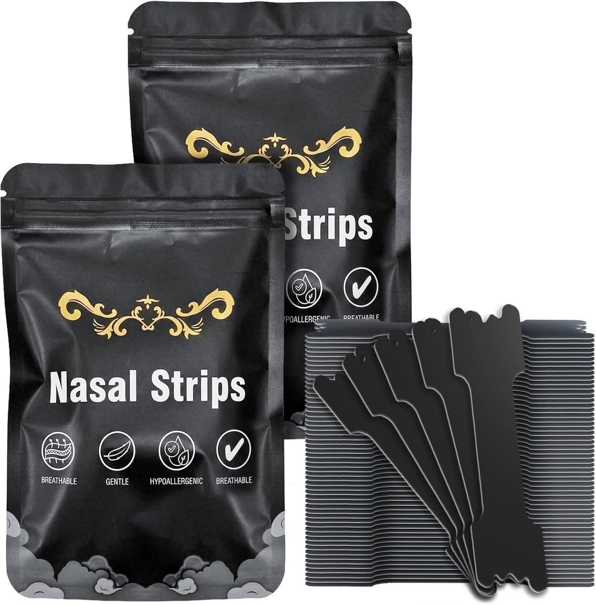 snurken, 2 stuks - 60 stuks neusstrips voor beter ademen, beter slapen, anti-snurk neusstrips, neuspleisters tegen snurken voor de meeste neuzen (66 x 19 mm)