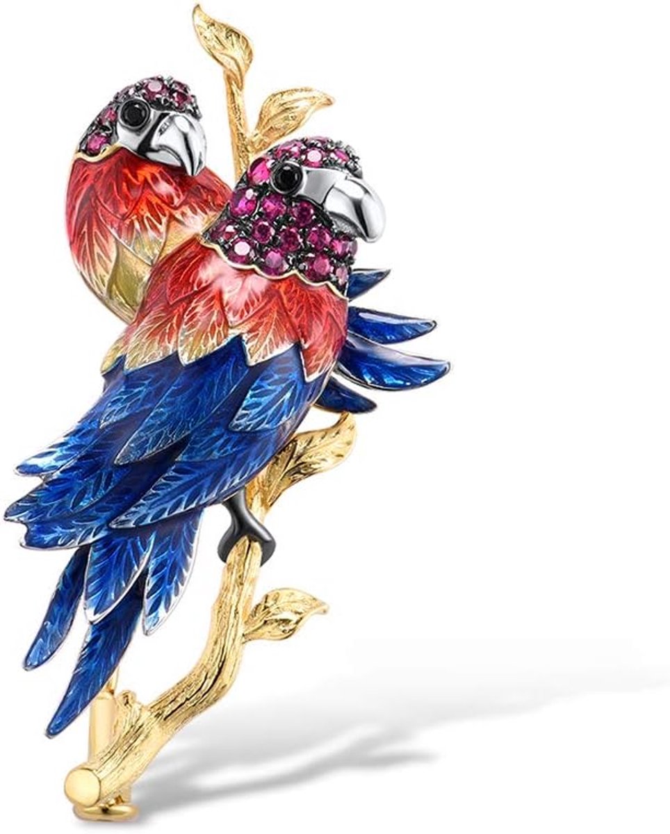 Broches voor dames, sterling zilveren damesbroches in vogels en vlinderontwerpen met emaille details en zirkoniastenen, zilveren en gouden broches voor dames