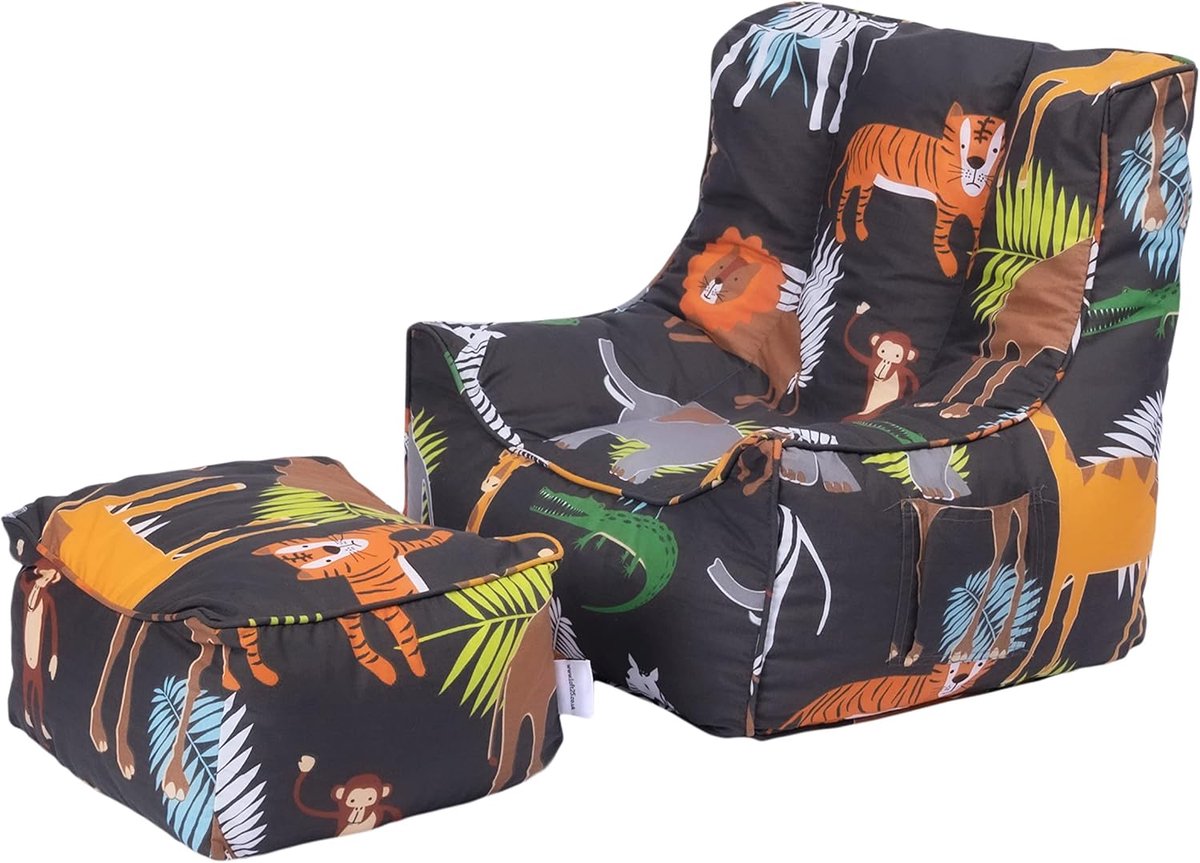 Steady Bed Kinderzitzak Stoel Met Voetbank | Kinderspelen Veilig Soft Seat Speelkamer Sofa | Ergonomisch ontworpen Peuter Fauteuil | Comfortabele Kindermeubels (Afrika)