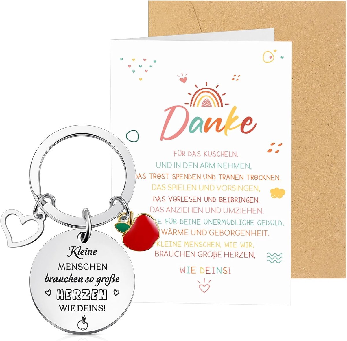 opvoeder cadeau kleuterschool afscheidsgeschenken sleutelhanger voor beste lerares met hart bedankkaart met enveloppen bedankje cadeaus voor dagmoeder kleuterschool kinderdagverblijf