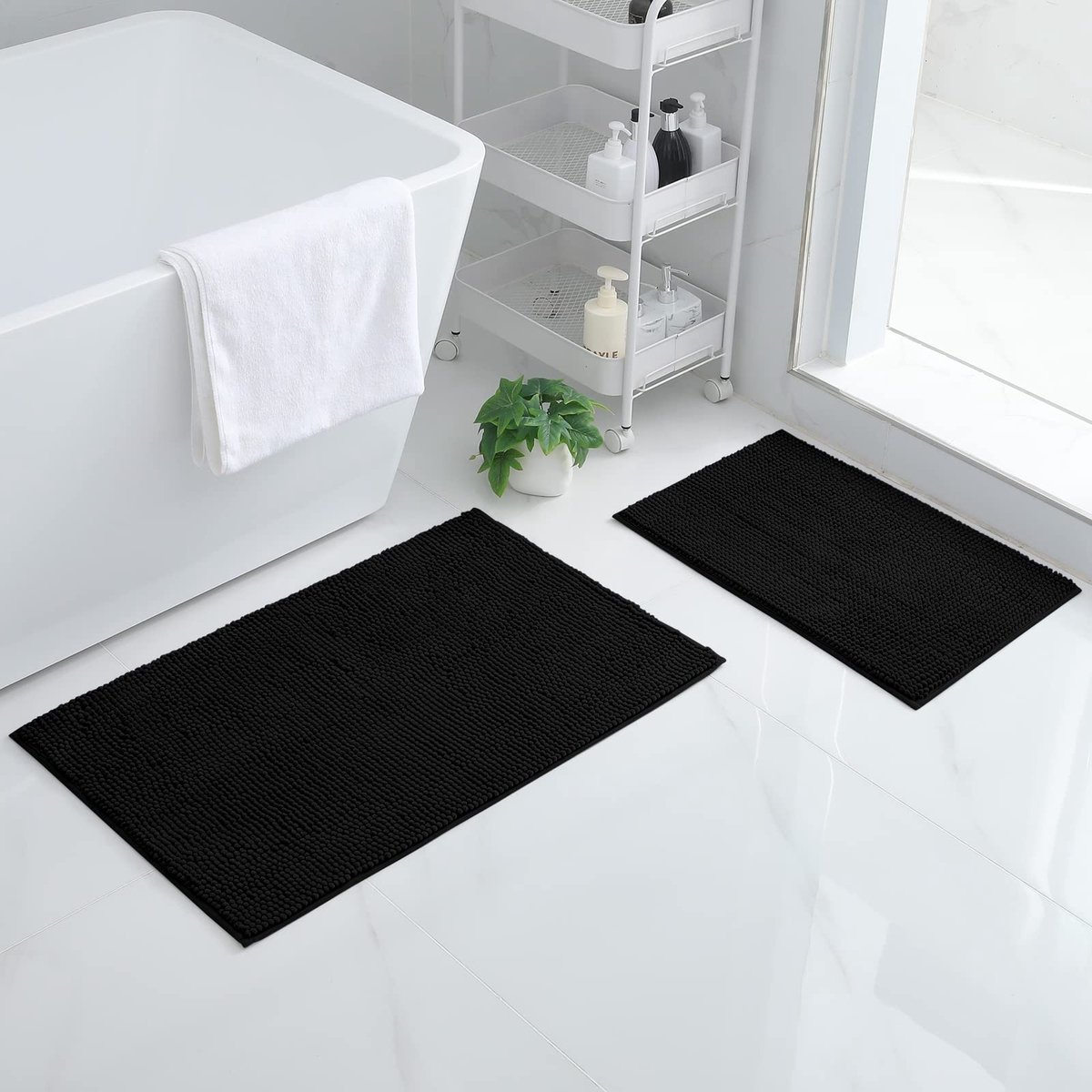 Omgoods - Set van 2 Chenille Badmatten, Antislip en Absorberend