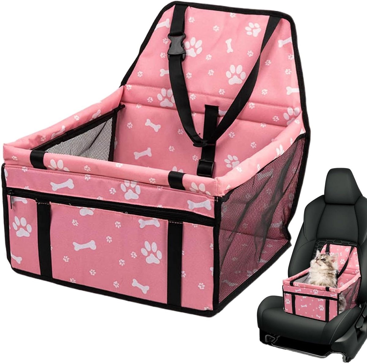 Honden Autostoel - Zitverhoger Hond - Veilig Reizen - Waterdicht Oxford Doek - 40 x 35 x 25 cm - Roze