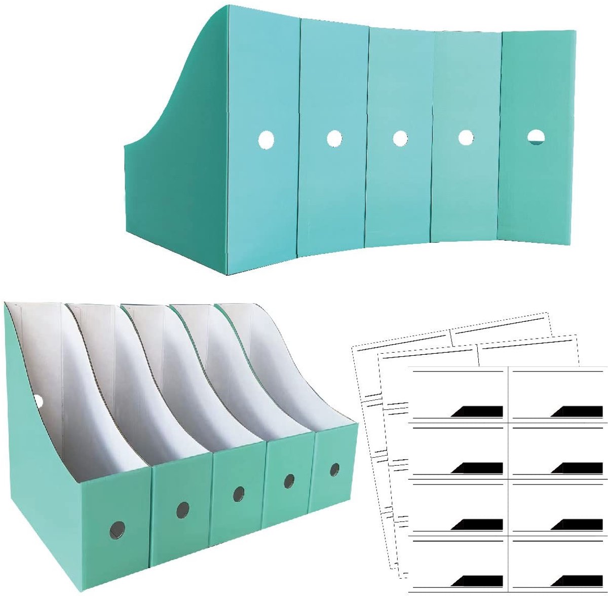 Omgoods - Set van 12 Vouwbare Magazinehouders voor Kantoor en School