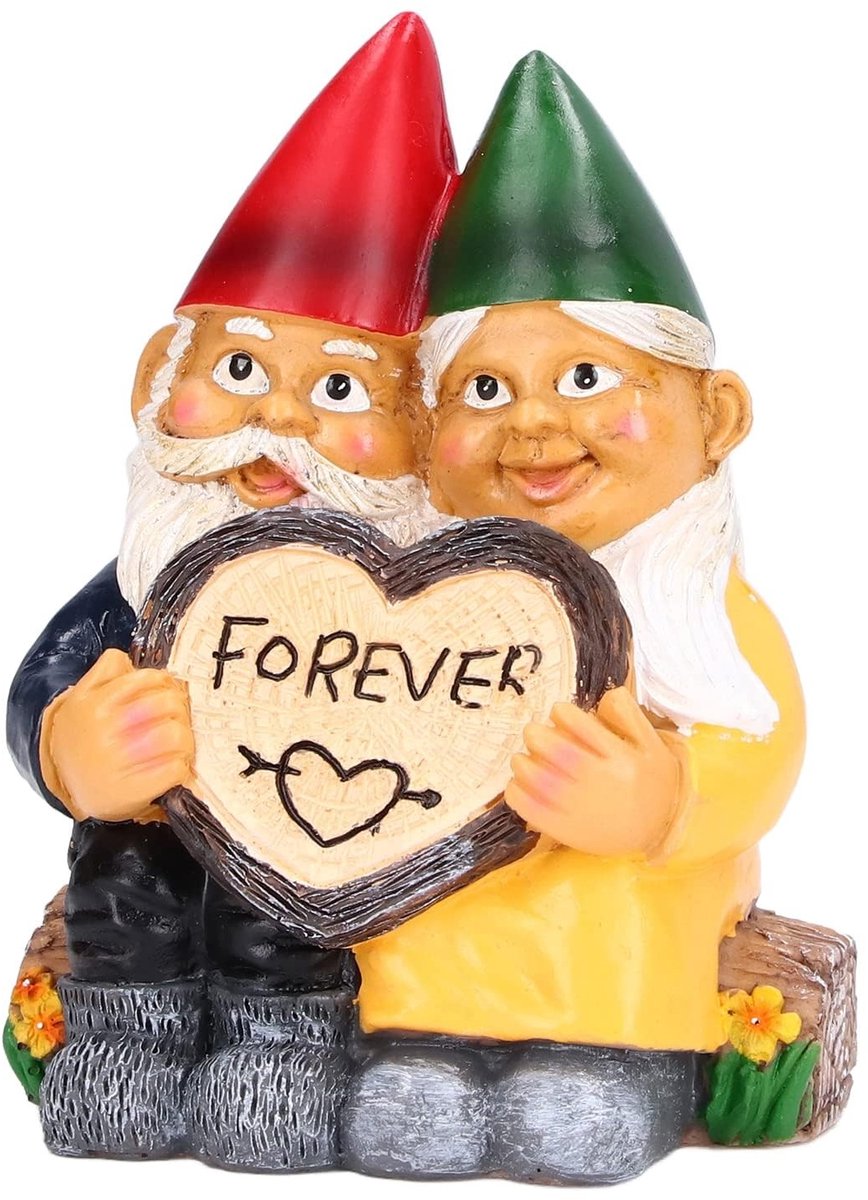 Omgoods- Tuinkabouter Paar Figuur - Tuinbeelden - Buitensculptuur - Waterdicht - Kunsthars - Desktop Decoratie - Tuinbeeld