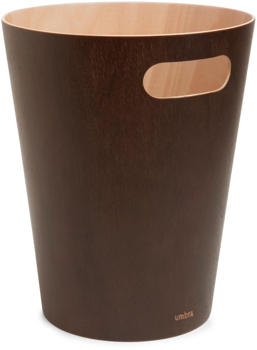 Omgoods - Houten Afvalbak, 7.5 Liter, Espresso Kleur